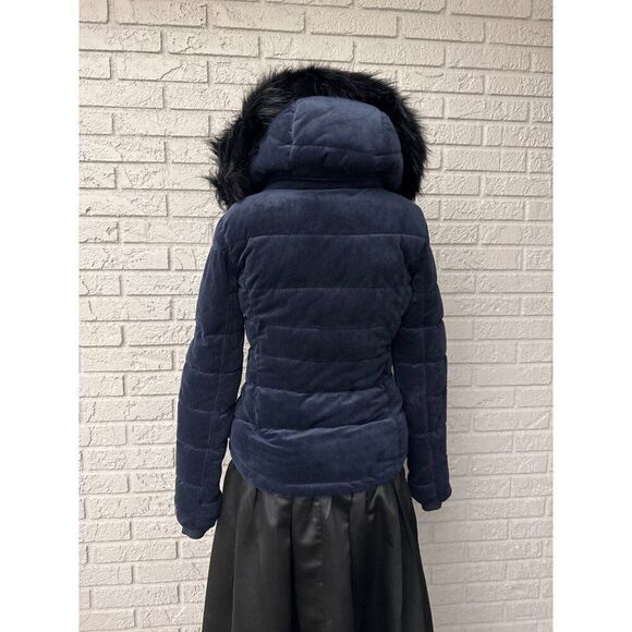 Royal Matrix Women Navy Removable Faux Fur Hoodie Quilted Coat Size XS - Picture 2 of 14